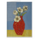 White flowers in red vase blank card (Front)