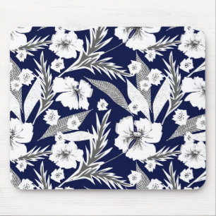 White flowers mouse pad