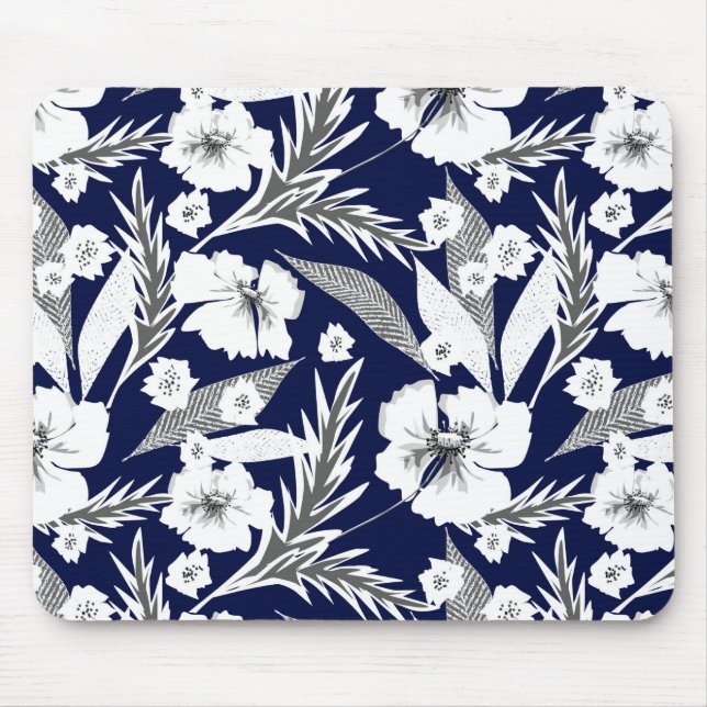 White flowers mouse pad (Front)