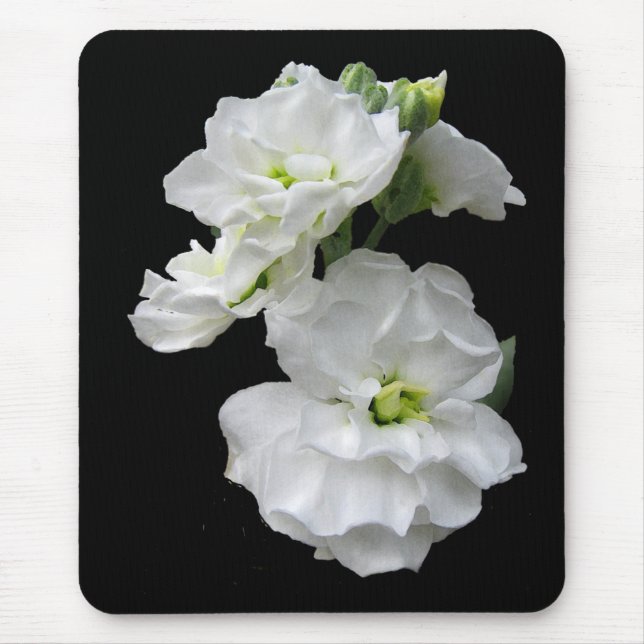 White Flowers Mouse Pad (Front)