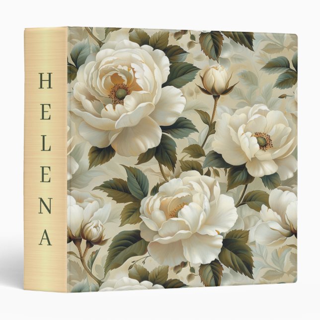 White flowers on a cream background.  binder (Front/Spine)