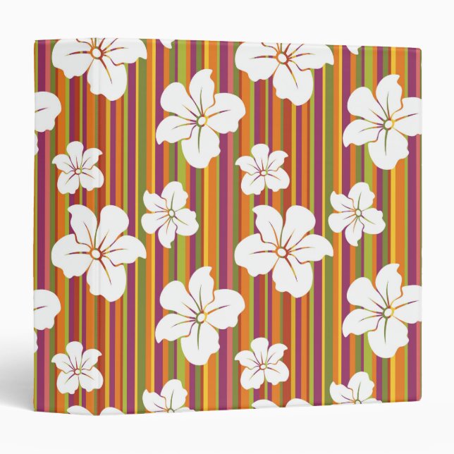 White flowers on a striped background binder (Front/Spine)