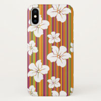 White flowers on a striped background