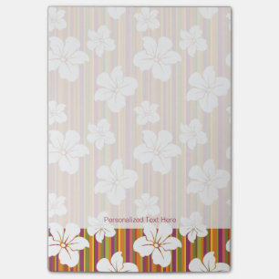 White flowers on a striped background post-it notes