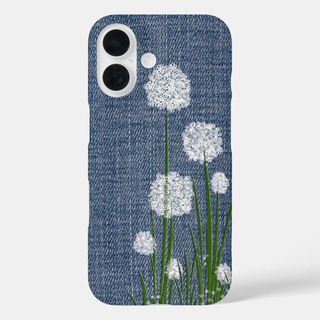 White Flowers on Denim  Case-Mate iPhone Case (Back)