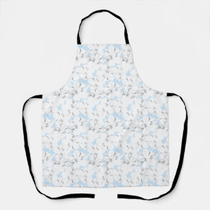 White flowers on light blue. apron