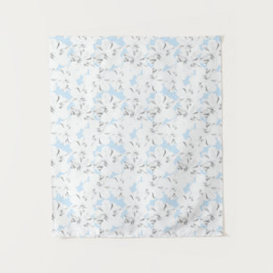White flowers on light blue. tapestry