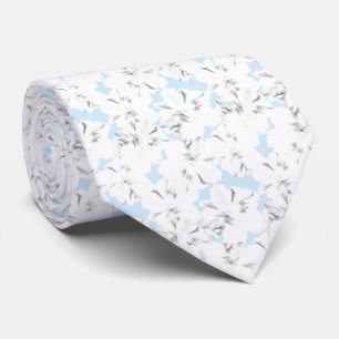 White flowers on light blue. tie