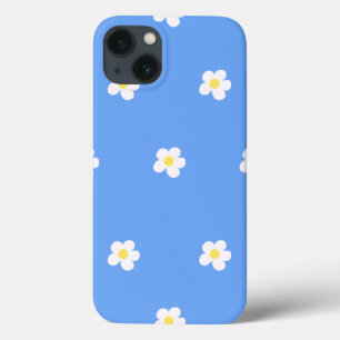 White Flowers on Lilac Background iPhone 13 Case