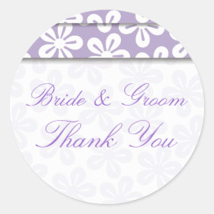 White Flowers On Mauve Wedding Sticker