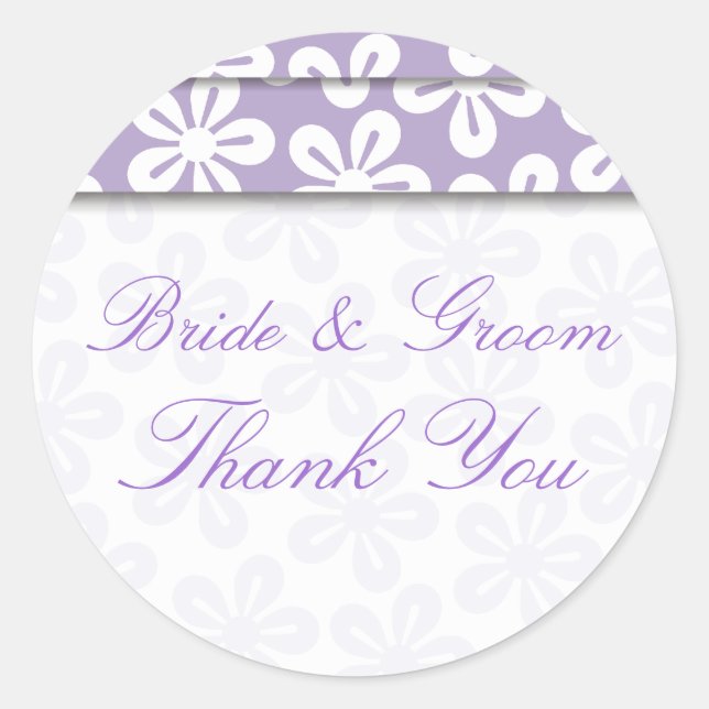 White Flowers On Mauve Wedding Sticker (Front)