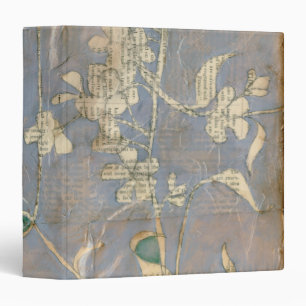 White Flowers on Newsprint Background Binder