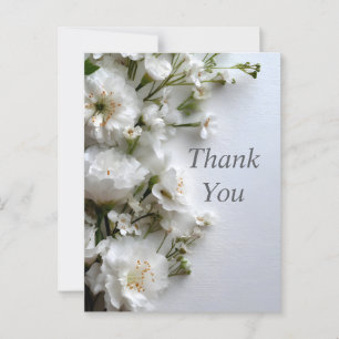 White Flowers on Textured Paper Thank You Card