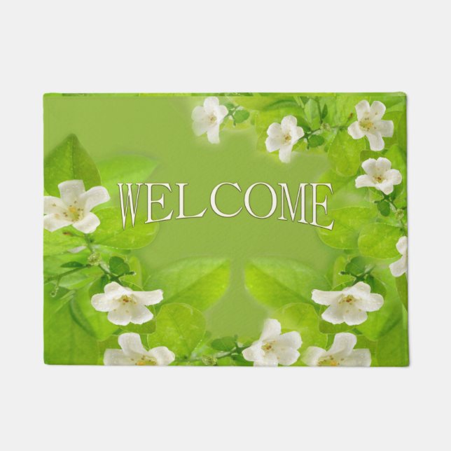 White Flowers on Vine Doormat (Front)