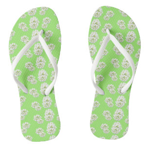 White Flowers Pattern Cust. Flip Flops