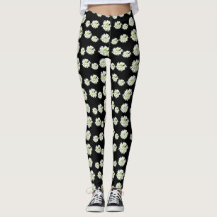 White Flowers Pattern Cust. Legging