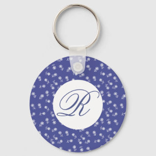 white flowers personalized keychain