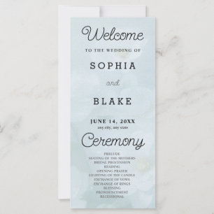 White Flowers Pretty Blue Wedding Program