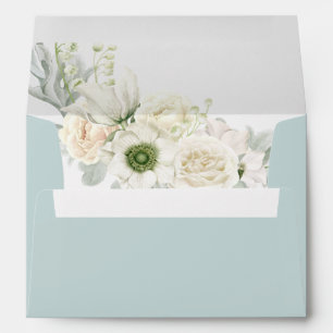 White Flowers Return Address 5x7 Envelope