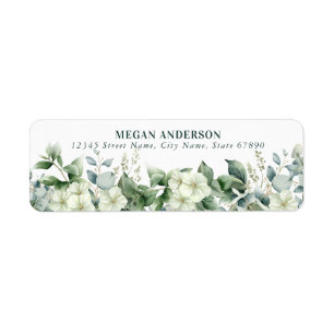 White Flowers Return Address Labels
