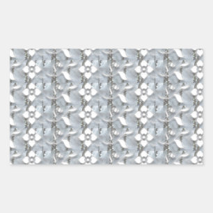 White Flowers Silver String Art NVN171 NavinJOSHI Sticker