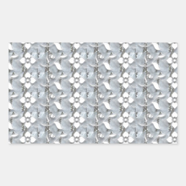 White Flowers Silver String Art NVN171 NavinJOSHI Sticker (Front)