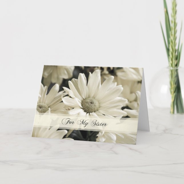 White Flowers Sister Thank You Maid of Honour Card (Front)