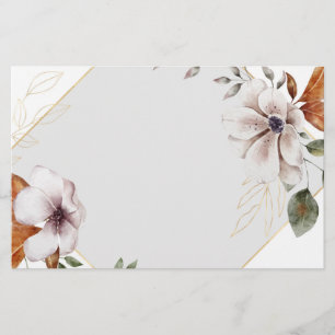 White Flowers Stationery