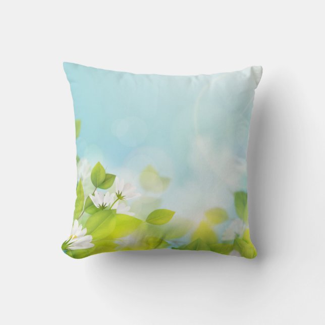 white flowers throw pillow (Front)
