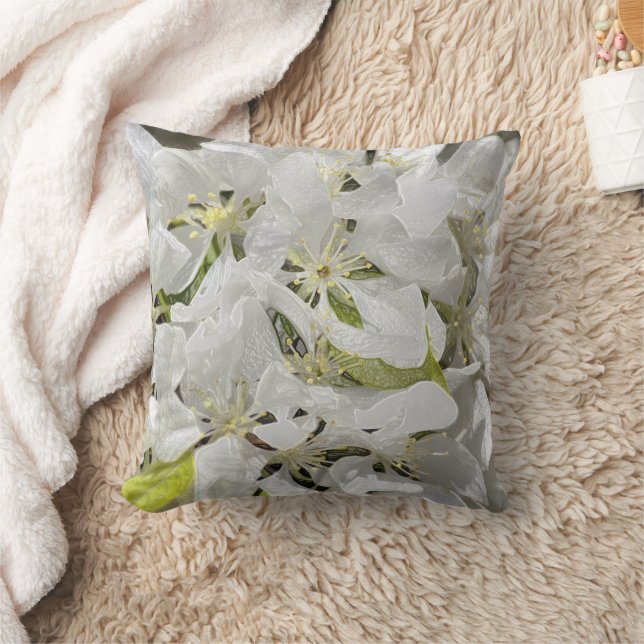 White Flowers Throw Pillow (Blanket)