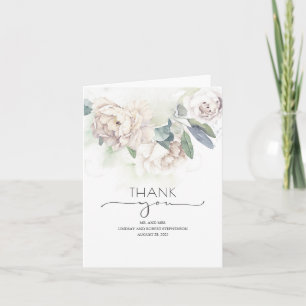 White Flowers Vintage Wedding Thank You
