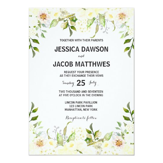 White flowers wedding Invitation