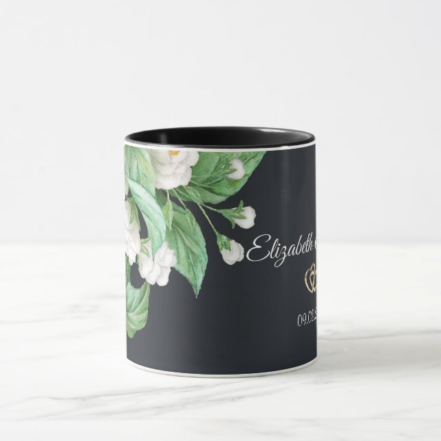 White Flowers Wedding Mug (Center)