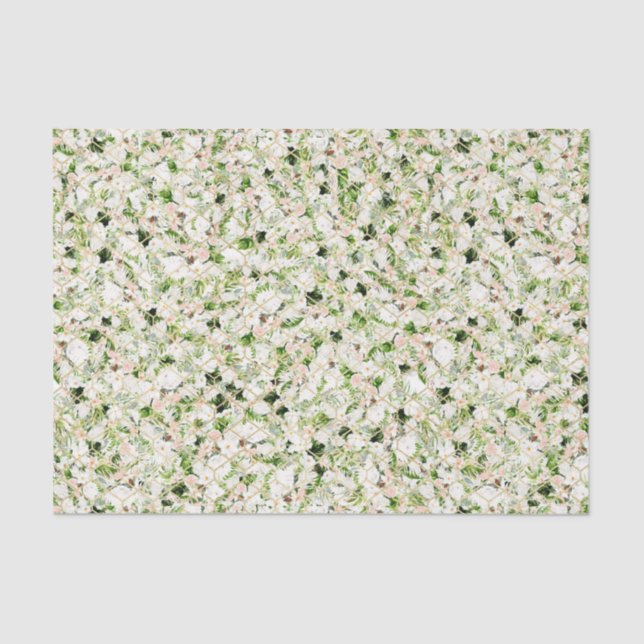 White Flowers with Green Leaves 2 Tissue Paper (Front)