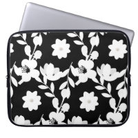 White Flowers with Pearls on Black 