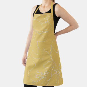white Flowers Yellow Gold Apron