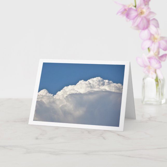 White Fluffy Clouds Background Card (Orchid)