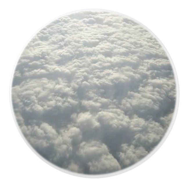 WHITE FLUFFY CLOUDS CERAMIC KNOB (Front)
