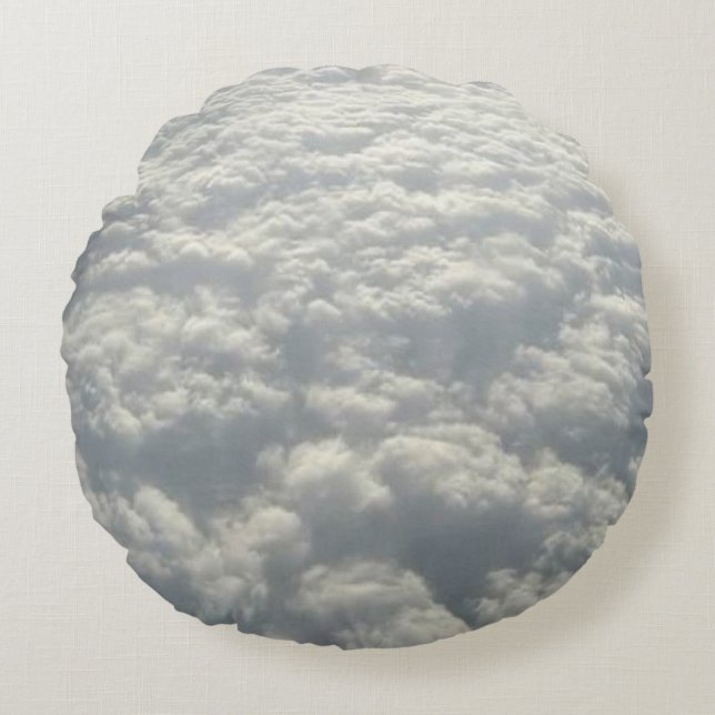WHITE FLUFFY CLOUDS ROUND PILLOW (Front)