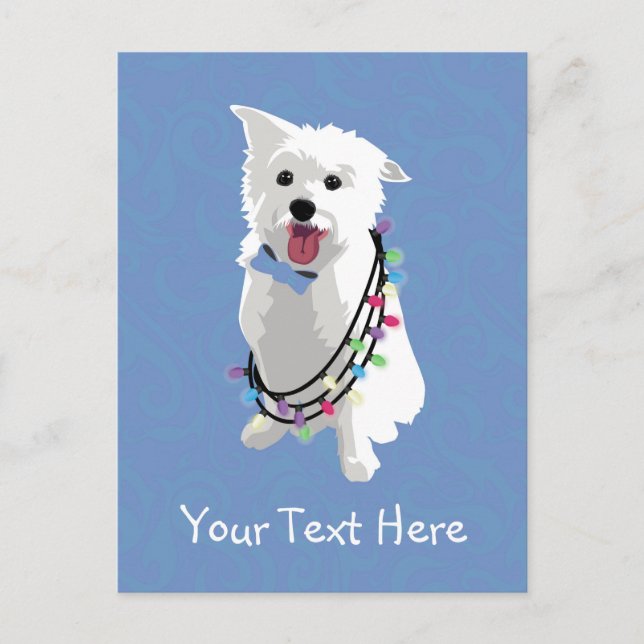 White Fluffy Dog - Peace Joy Love - Holiday (Front)