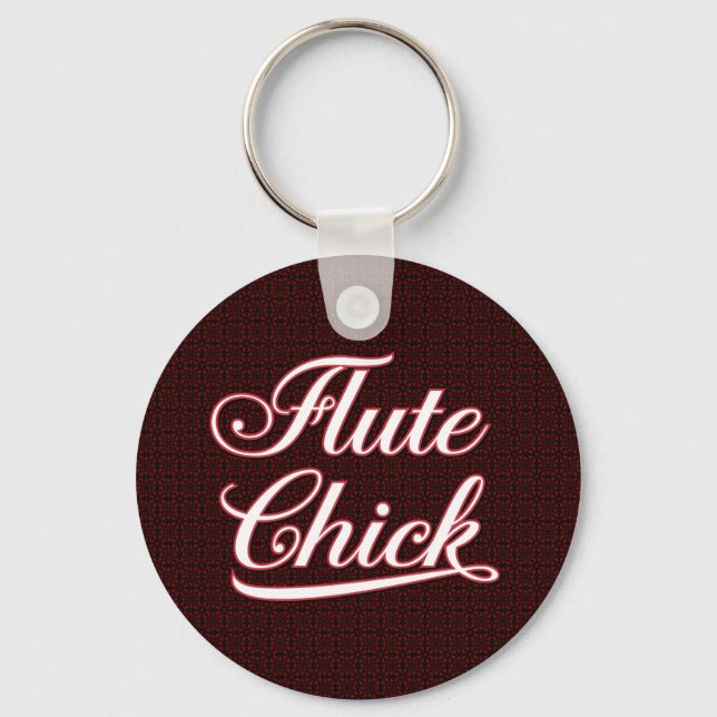 White Flute Chick Script Keychain (Front)