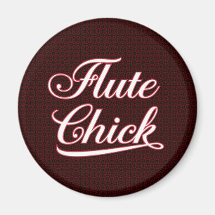 White Flute Chick Script Magnet