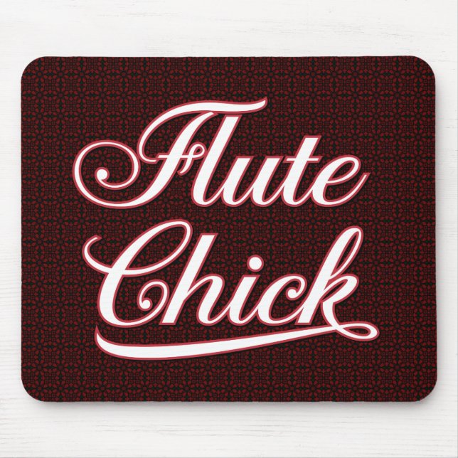 White Flute Chick Script Mouse Pad (Front)