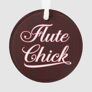 White Flute Chick Script Ornament