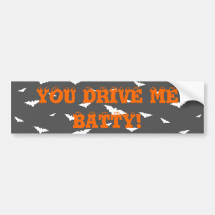 White Flying Bats & Grey Background - Halloween Bumper Sticker