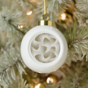 White flying feathers ceramic ball christmas ornament