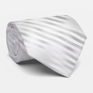 White Foil Stripes Tie