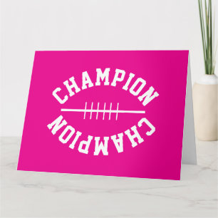 White Football Shape CHAMPION Text  Card