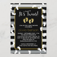 White Footprints Silver & Gold Twins Baby Shower