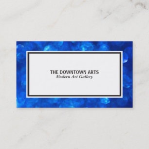 White Foreground Black and Blue Bokeh Border Business Card